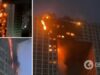 В Китае вспыхнул небоскреб, в котором живет 800 человек. Фото и видео