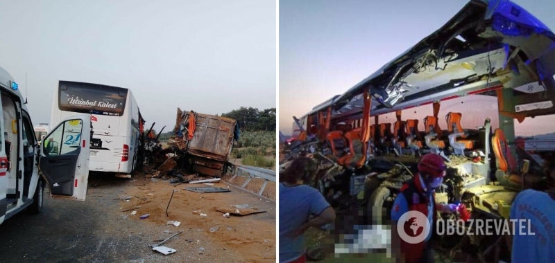 В Турции автобус на скорости влетел в грузовик, много погибших, десятки пострадавших. Фото