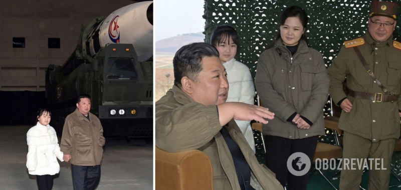 Ким Чен Ын впервые показал на публике свою дочь: она осматривала с ним баллистическую ракету перед запуском. Фото
