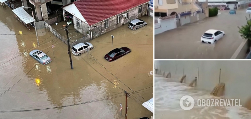 В Испании из-за сильных дождей произошло наводнение, дороги превратились в реки. Видео