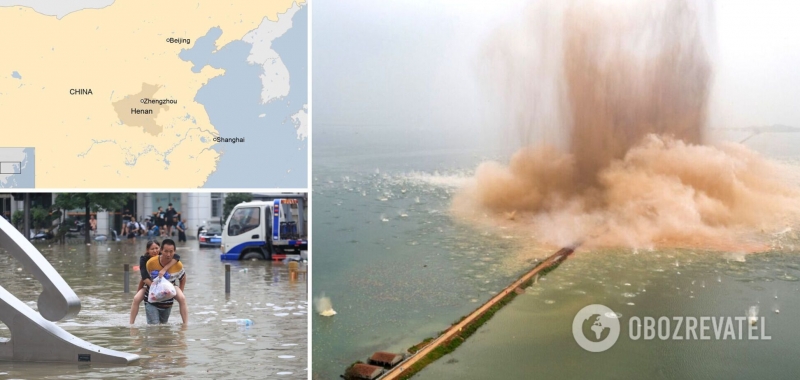 В Китае военные подорвали дамбу, чтобы спасти от наводнения людей. Видео последствий потопа